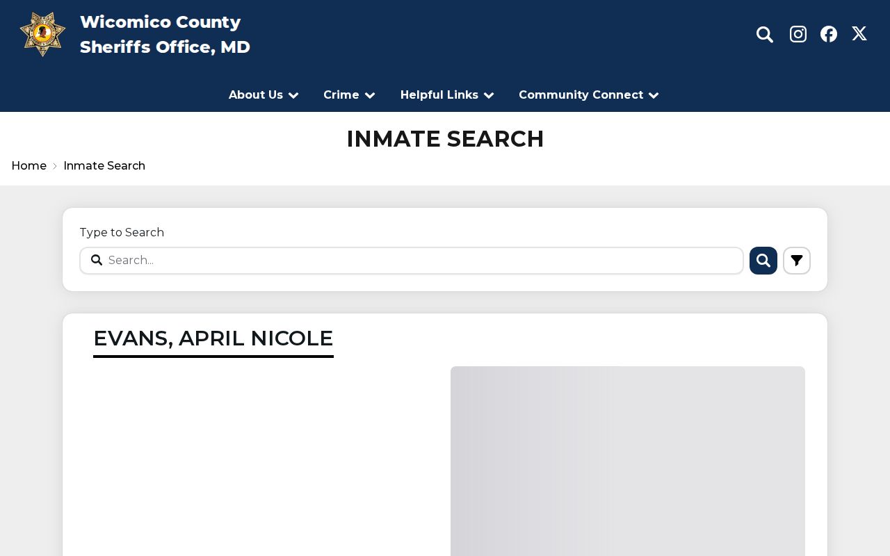 Wicomico County Maryland photo-bearing inmate roster record