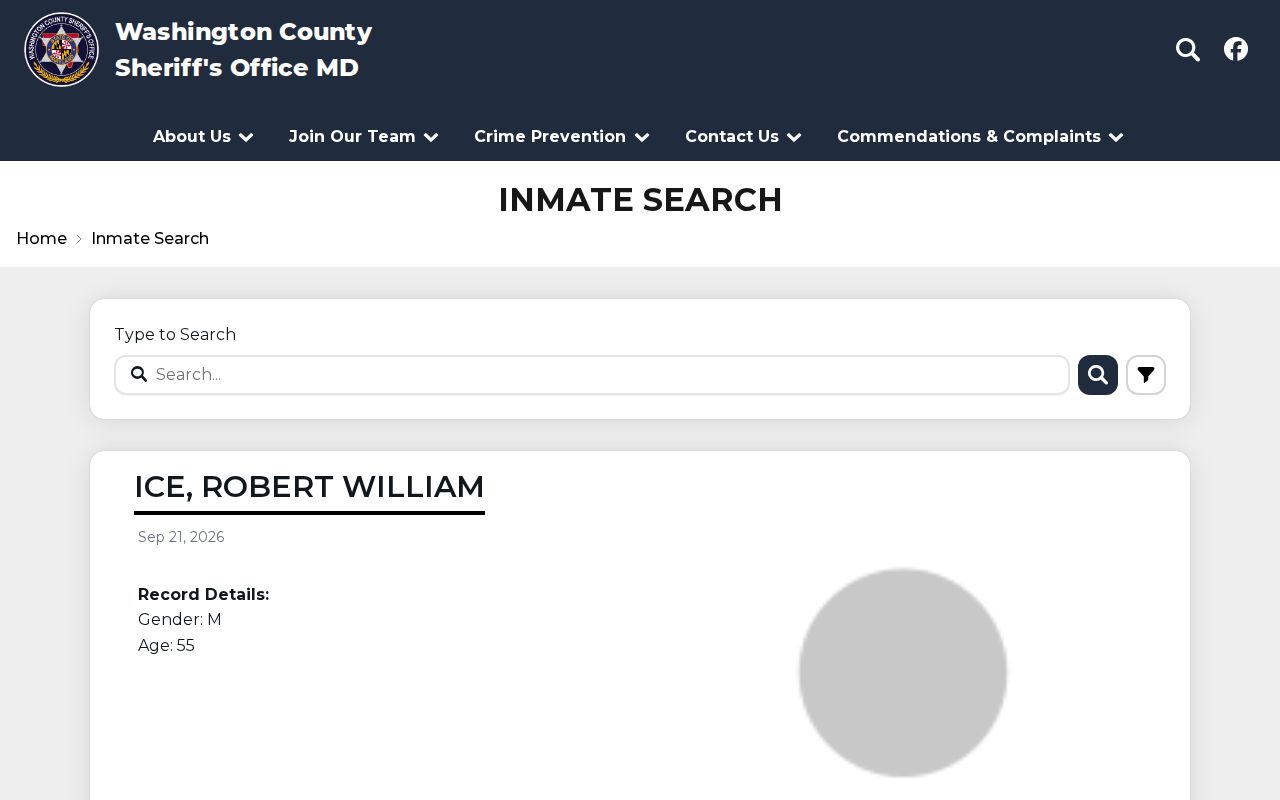 Washington County Maryland sheriff roster with booking and custody records